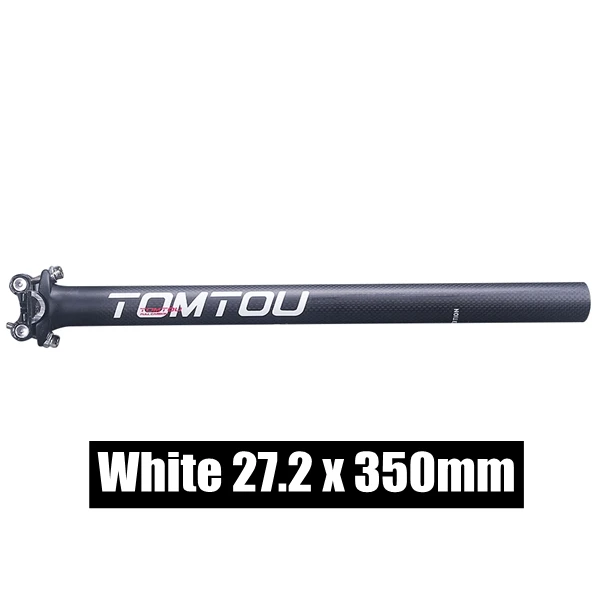 Seatpost 27.2X350mm TOMTOU Матовая Белая углеродная ручка Aero наборы велосипедная ручка бар+ трубка сиденья+ стебель дорожные детали для велосипеда-TC9T75 - Цвет: Seatpost 27.2X350mm