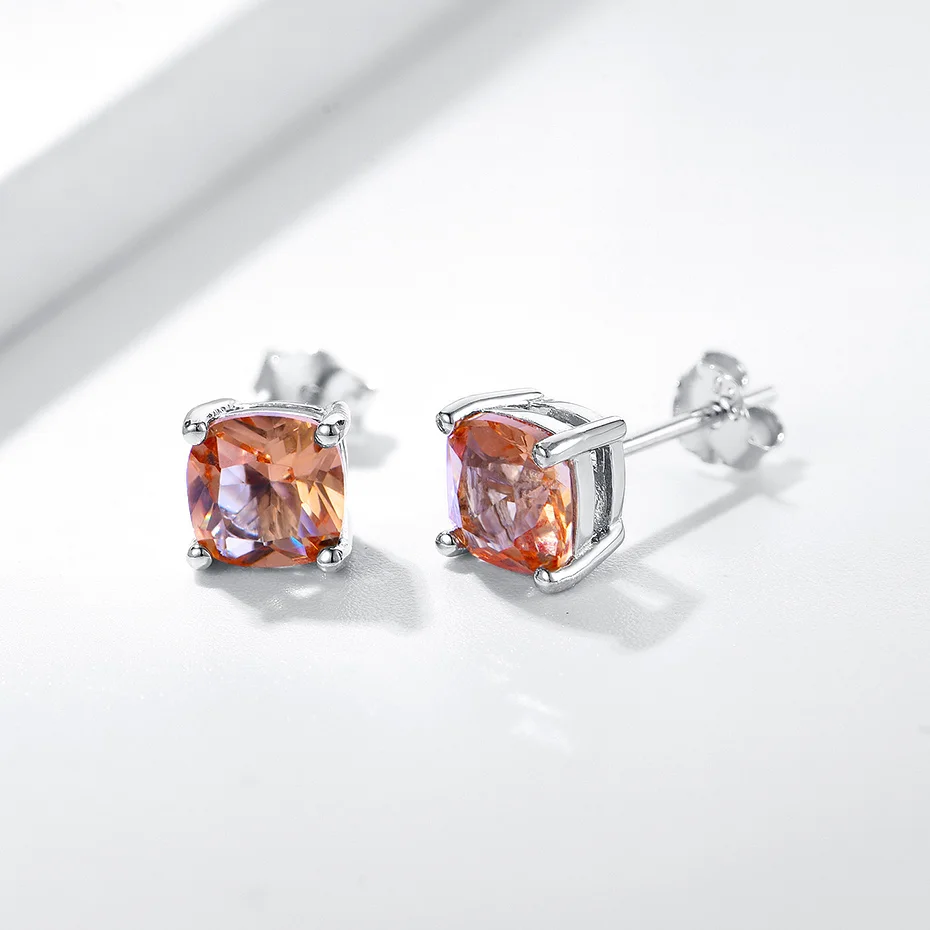 Kuololit Diaspore Gemstone Stud Earrings for Women Solid 925 Sterling Silver Color ChangingCushion Anniversary Gift Jewelry - Image 3
