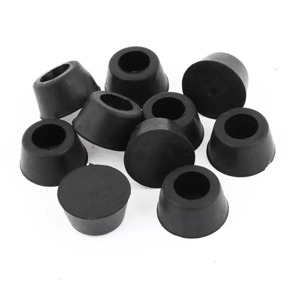 10 Pcs 15mm Dia. Cone Shaped Furniture Black Rubber Foot Covers Pads
