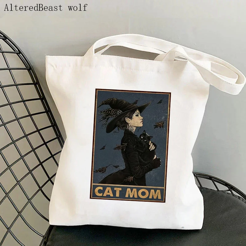 Women Shopper bag Cat Newspaper Toilet Printed Bag Harajuku Shopping Canvas Shopper Bag girl handbag Tote Shoulder Lady Bag