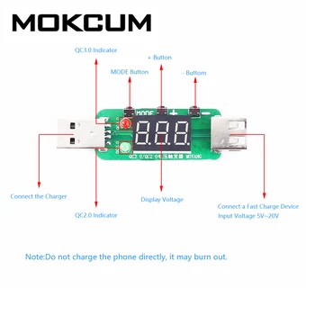 

QC2.0 QC3.0 Automatic Voltage Tester USB Output Monitor USB Charging Trigger Power Adapter