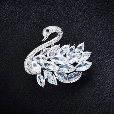 Благородный кристалл жемчуг Лебедь брошь для женщин украшенный кристаллами от Swarovski украшения одежды ювелирные изделия Изысканный - Окраска металла: jiading