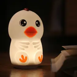 NEWKBO мультфильм цыпленок мягкий силиконовый светодиодный ночник USB перезаряжаемая лампа с сенсорным управлением для детской спальни