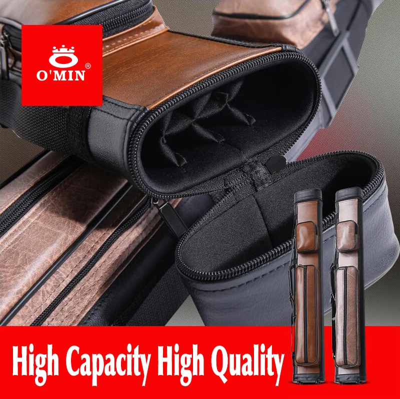 

High Quality PU Billiard Pool Cue Case Brown 6 Holes Durable Pool Cue Carrying Billiard Bag Professional Billiard Accessories