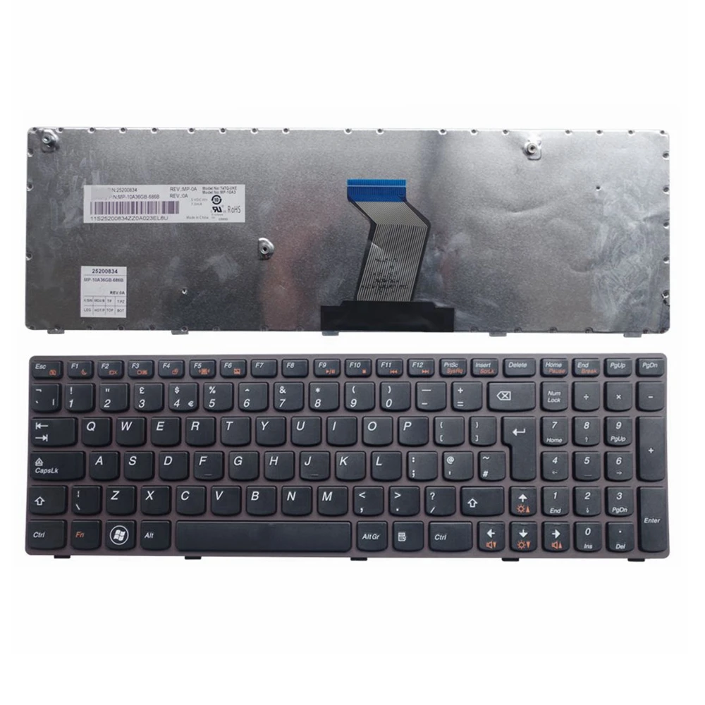 YALUZU Великобритании для LENOVO V570 V570C V575 Z570 Z575 B570 B570A B570E V580 V580C B570G B575 B575A B575E B590 B590A Клавиатура ноутбука