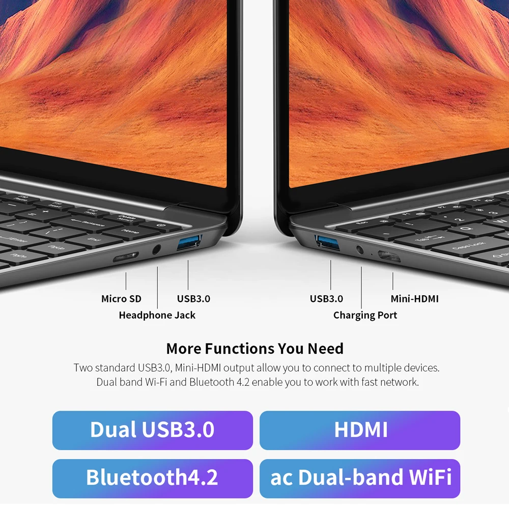 Teclast F7S Laptop 14.1" notebook 8GB RAM 128GB eMMC Intel Celeron N3350 Windows10 OS 1920x1080 IPS playback 4K Videos Mini-HDMI-5