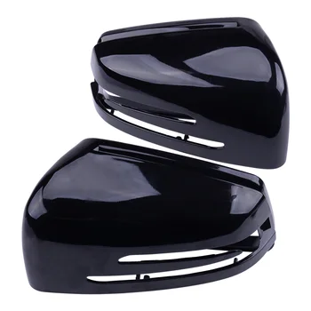 

DWCX 1Pair A2128100364 A2128100264 Car Wing Mirror Cover Cap Plastic Glossy Black Fit for Mercedes-Benz W204 W212 W221