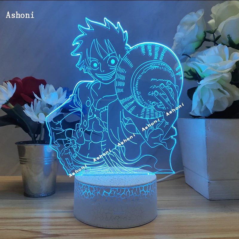 Аниме одна деталь Обезьяна D Луффи фигура 3D лампа Настольные лампы USB кабель Ночной светильник 7 цветов изменить сенсорный базовый светильник детский подарок
