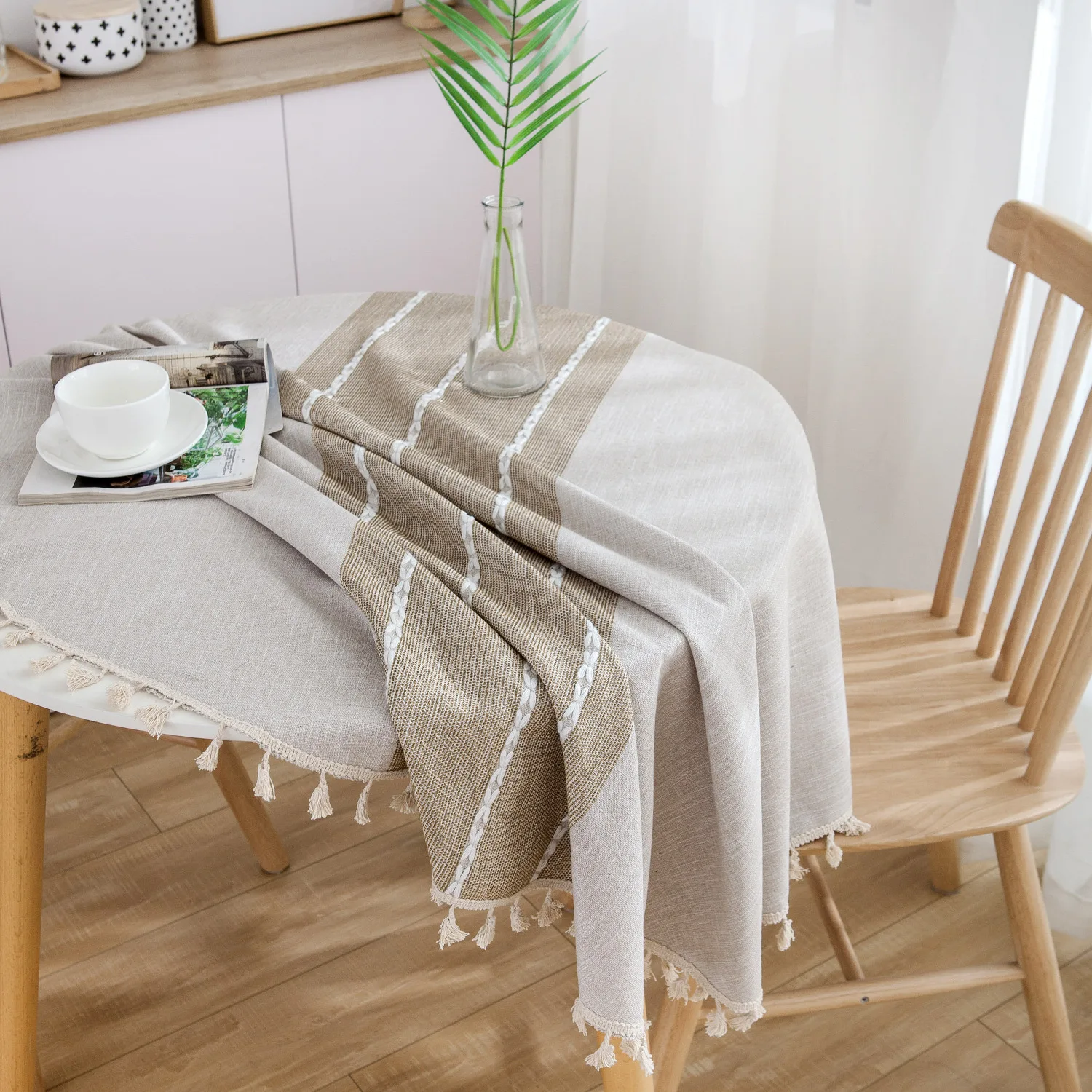  GIANTEX Decorative Table Cloth Cotton Tablecloth Round Tablecloths Dining Table Cover Obrus Tafelkl