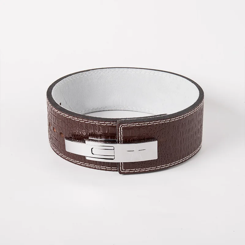 

Powerlifting Fitness Lever Buckle Belt Waist Support Squat Deadlift Men's Cowhide Profession Women's Solid Ball Crocodile Patter