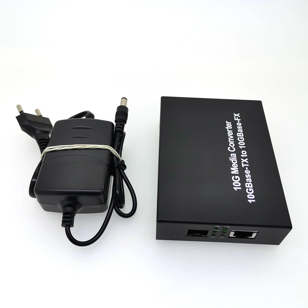 10G Улучшенный SFP+ медиаконвертер 10GBase-T Ethernet коммутатор RJ45 в оптический Волоконно-оптический приемопередатчик Оптический конвертер FTTH инструмент постоянного тока