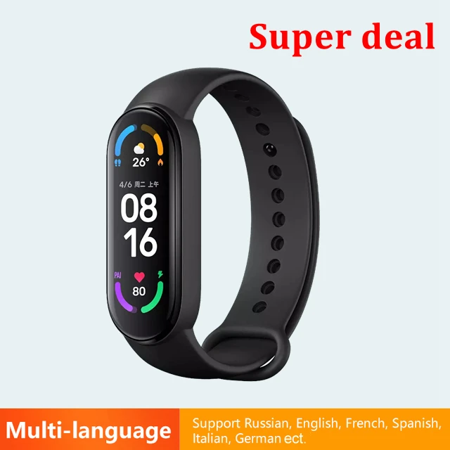 Original Xiaomi Mi Band 6 Smart Bracelet Watch Mi Smart Band 6 Sports Fitness Tracker AMOLED Screen Blood Oxygen Monitor Mi6 