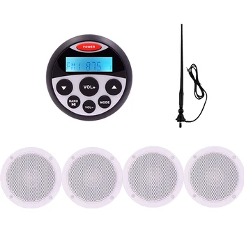 

Waterproof Marine Stereo Bluetooth Audio Receiver MP3 Player FM AM Radio Antenna +2 Pairs 5.25" Dual Full Range Marine Speakers