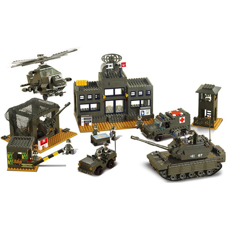 

Compatible legoingly Military headquarters a transport ww2 Tank Armored vehicle building Blocks boys child toys world war