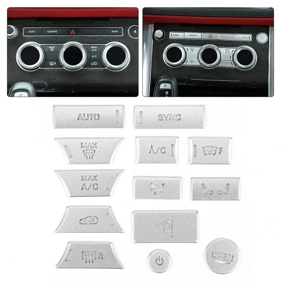 

13pcs Car Air Conditioner Button Patch Trim Fit for Land Rover Discovery 5 Interior Mouldings 2017 2018 2019