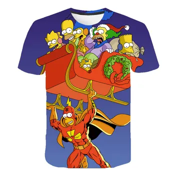

3D Cartoon Casual Anime Simpsons Men's T-shirt 2020 Fall Winter Merry Christmas Fashion Cute T shirt O-Neck All-match Tops