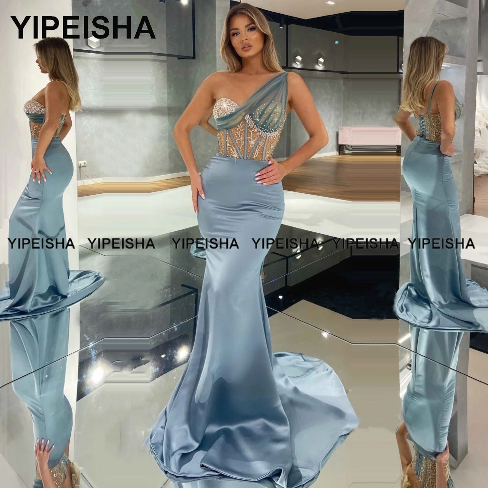 Yipeisha One-shoulder Formal Prom Dresses Luxury Arabic Mermaid Evening Dress Made Party Gown for Banquet Robe de Bal