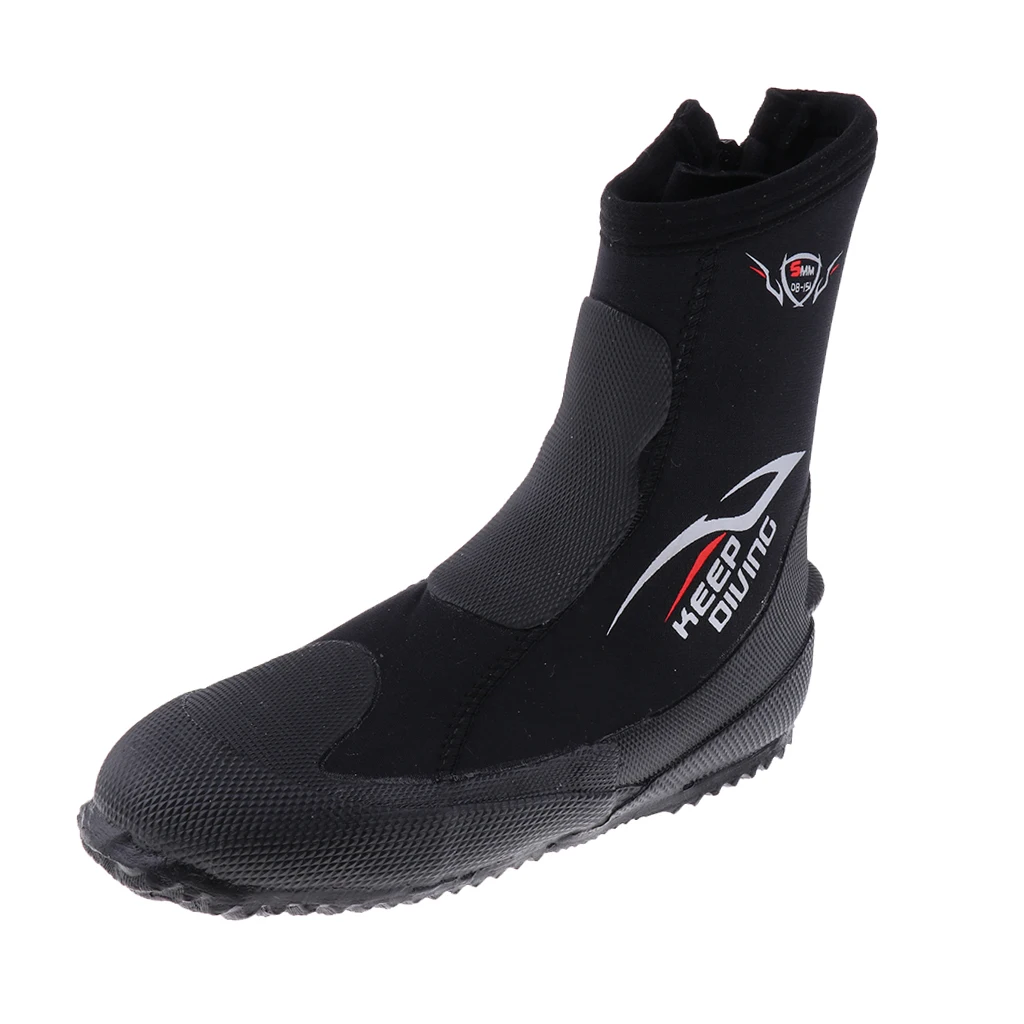 5mm Super Stretch Zipper Hard Sole Scuba Dive Water Sports Surfing Snorkeling Booties Wetsuit Boots Black XS -3XL 