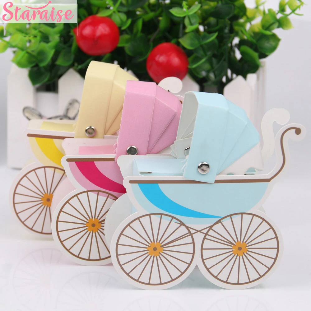 

Staraise 10pcs Baby Shower Paper Candy Box Stroller Shape Birthday Party Decoration Kids Gift Boxes Boy Girl Wedding Favors