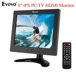 Eyoyo 8 дюймов HDMI маленький экран телевизора 1024x768 CC tv lcd ips экран HDMI VGA USB AV пульт дистанционного управления динамики DVD PC дисплей безопасности