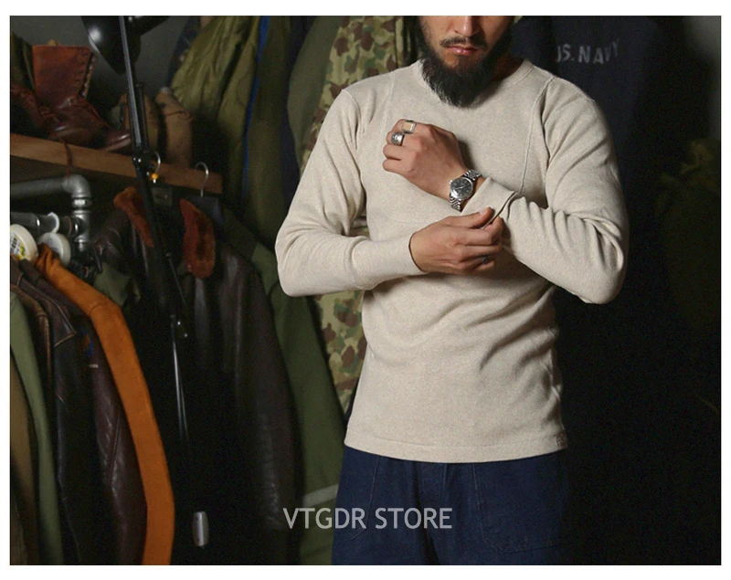 Bronson 40s USN Футболки с длинным рукавом тяжеловесные Базовые Майки Футболка Slim Fit