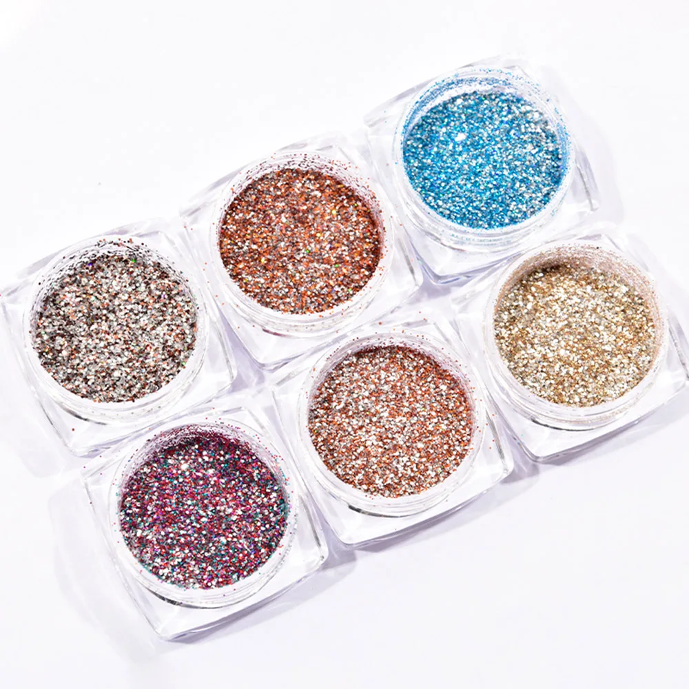 

6Jars Nail Art Glitter Mermaid Hexagon Unicorn Chunky Holographic AB Color Set Flakies DIY Manicure Decoration Nail Sequins #HU4