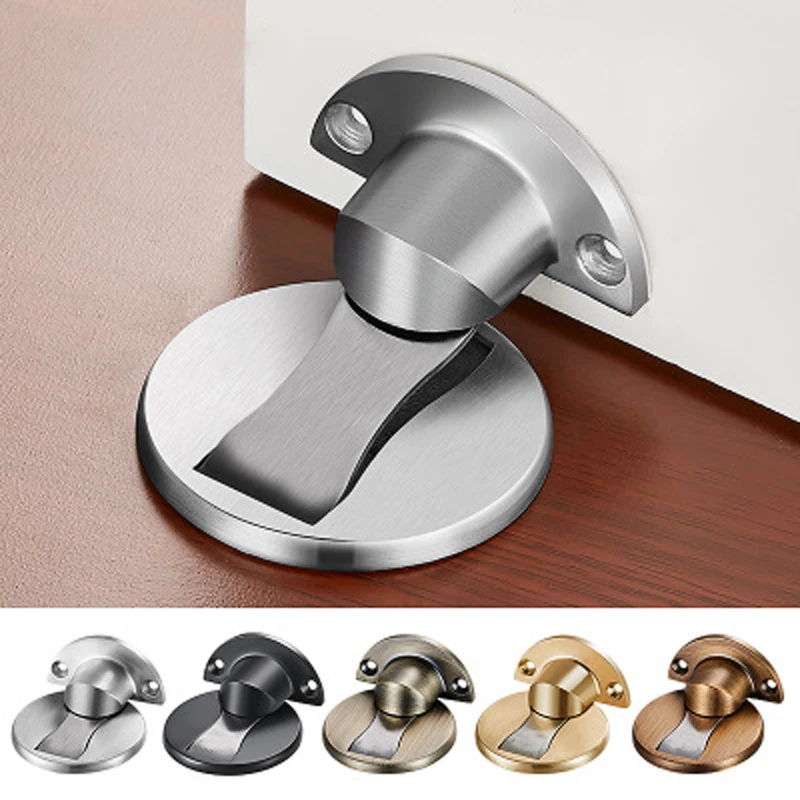 

304 Stainless Steel Magnetic Door Stopper Door Stops Door Holders Hidden Catch Floor Nail-free Doorstop Furniture Hardware Door