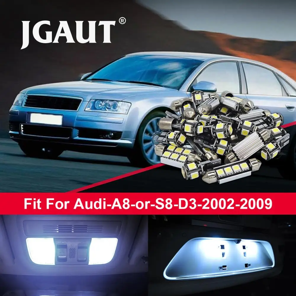 JGAUT 13 шт. белый 2002-2009 Canbus Автомобильный светодиодный лампочка внутренняя посылка комплект для Audi A8 или S8 D3 Купол номерного знака светильник