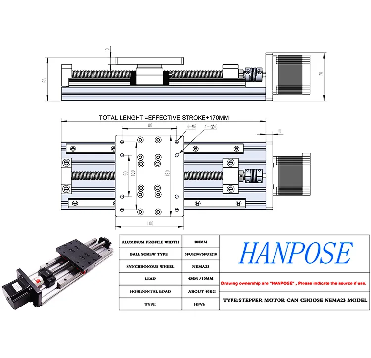 sfu1204, com guias lineares hgh15 hiwin 100%