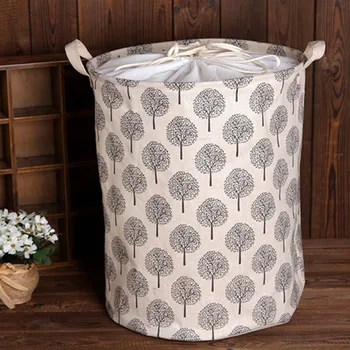 

Cotton And Linen Dust Collecting Bucket Hamper Washing Toy Dirty Clothes Storage Organizer Laundry Baskets Bin 35x45cm New