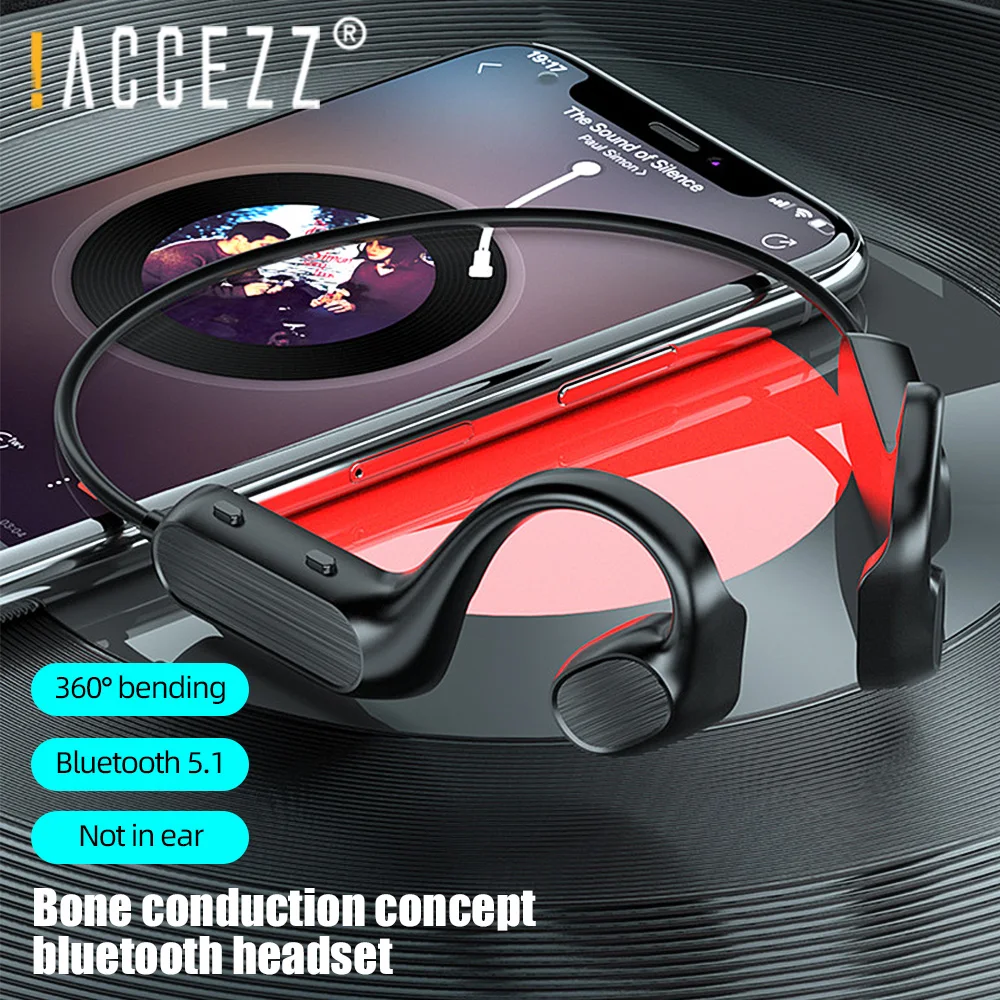  ACCEZZ Newest Bone Conduction Headphones Bluetooth 5 0 Wireless Headset Sweatproof Waterproof Sports Outdoor Earphones With Mic