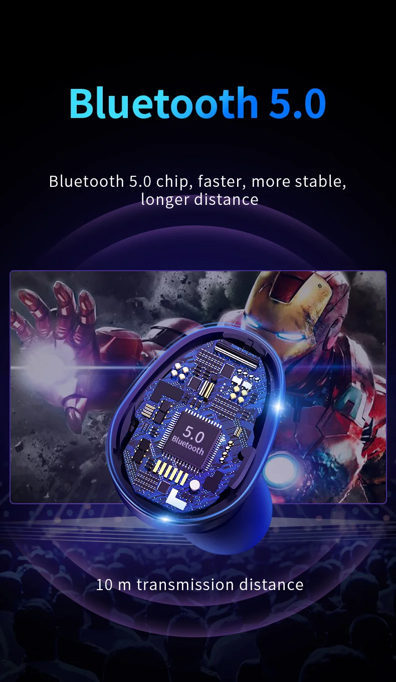 IPX7 TWS наушники bluetooth 5,0 Беспроводная гарнитура HiFi водонепроницаемый громкая связь Шумоподавление для iphone двусторонний звонок