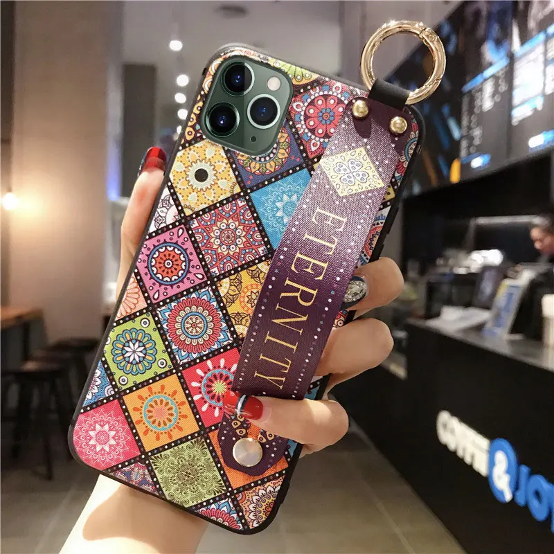 Wrist Strap Hand Band Case For iPhone 11 Pro X XS Max Case Soft Silicone Back Cover For iPhone 7 8 6S Plus XR 8Plus Fundas Coque - Цвет: 484