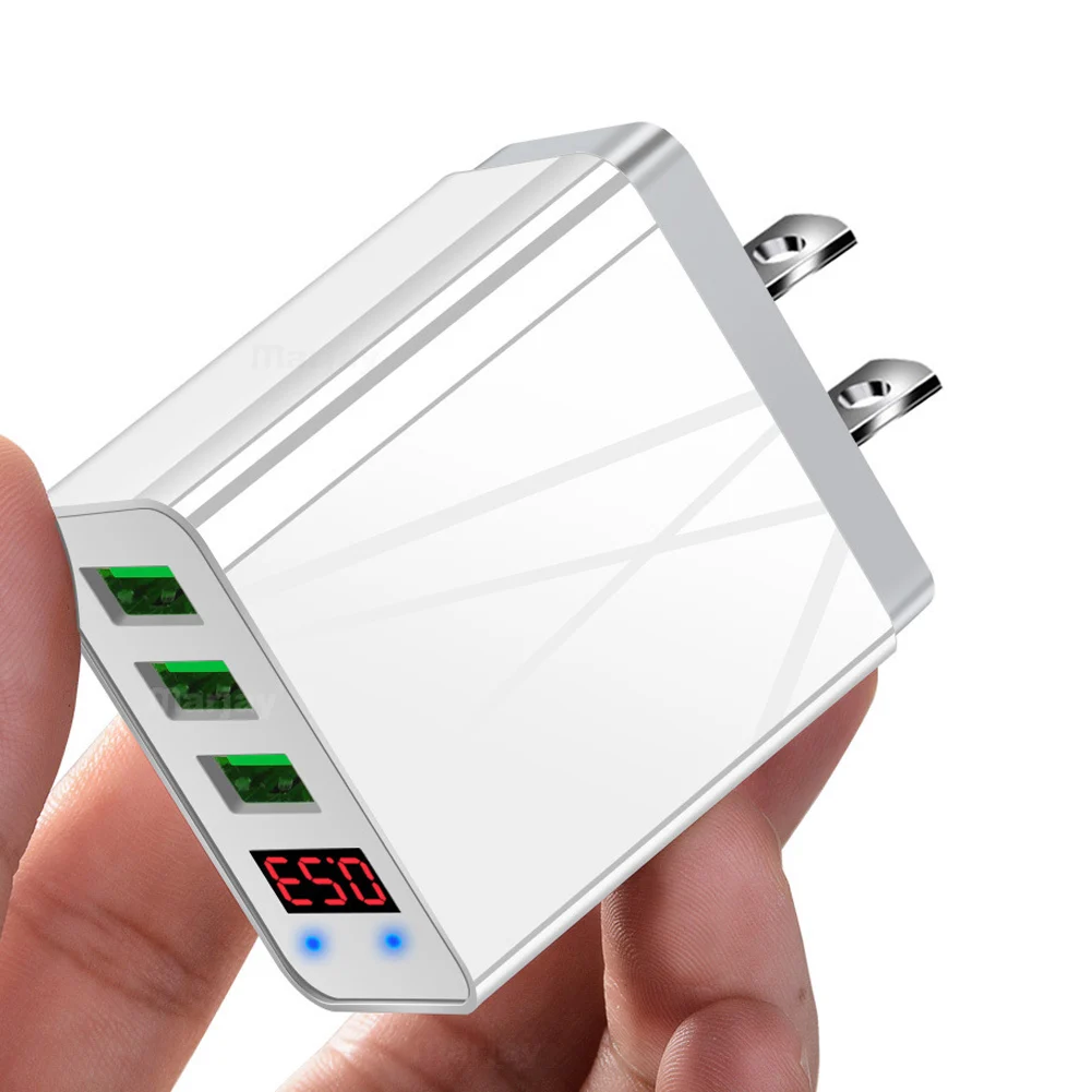 3 порта USB телефон зарядное устройство светодиодный дисплей 3A Быстрая зарядка для iPhone Android PUO88