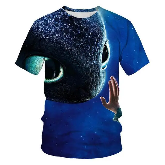 How DO/ г. Новая летняя футболка для малышей футболки для мальчиков и девочек с 3D принтом из мультфильма «Поезд дракона» Одежда для мальчиков, футболка s - Цвет: NT-335
