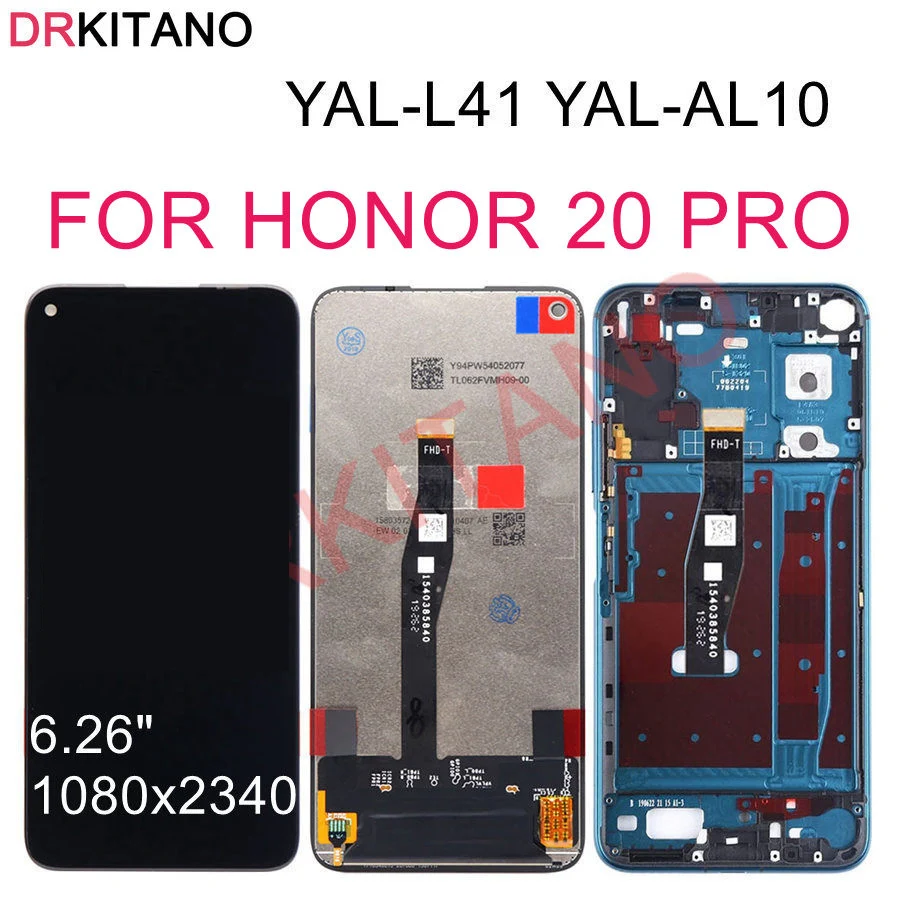 Дисплей DRKITANO для Huawei Honor 20 Pro ЖК дисплей сенсорный экран с рамкой заменяет