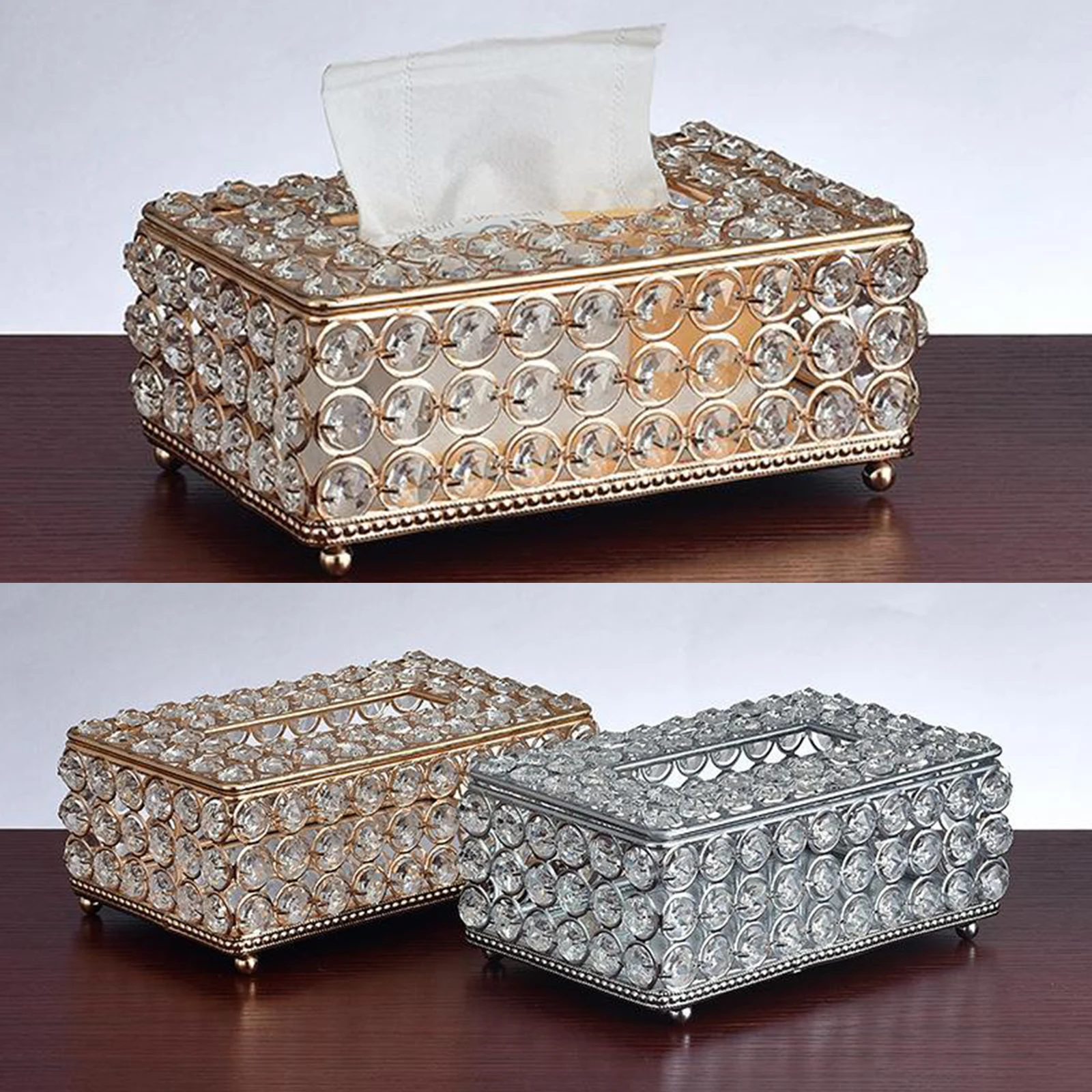 Shiny Tissue Box Elegant Napkin Holder for Living Room Bathroom Office Bar 6