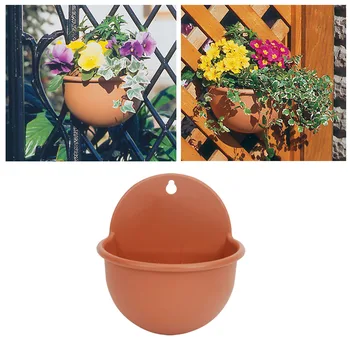 

1PC Plastic Resin Flower Planter Pot Home Hanging Vase Semicircle Design Wall Hanging Plants Pot Home Garden Decoration