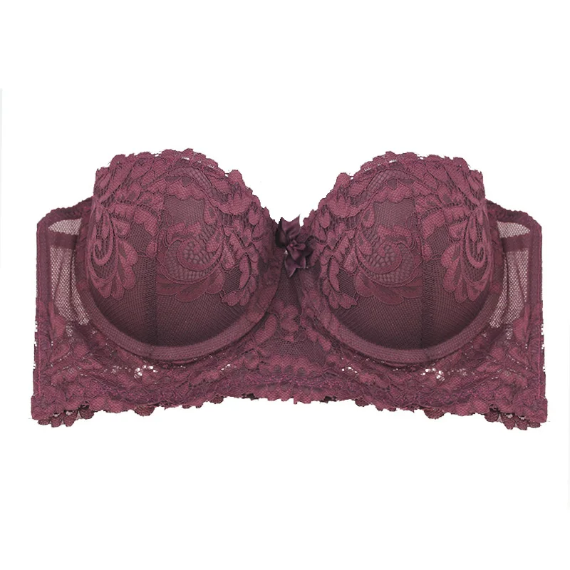 Women's Bra 1/2 Cup Underwire Underwear For Female Lace Padded Bras Push Up Brassiere Detachable Shoulder Strap 32-34-36-38 B-C