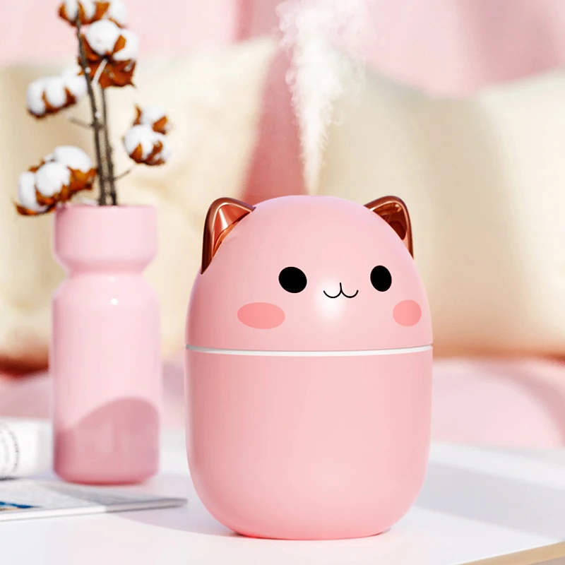 200ml Air Humidifier Cute Kawaiil Aroma Diffuser With Night Light Cool Mist For Bedroom Home Car Plants Purifier Humificador 5