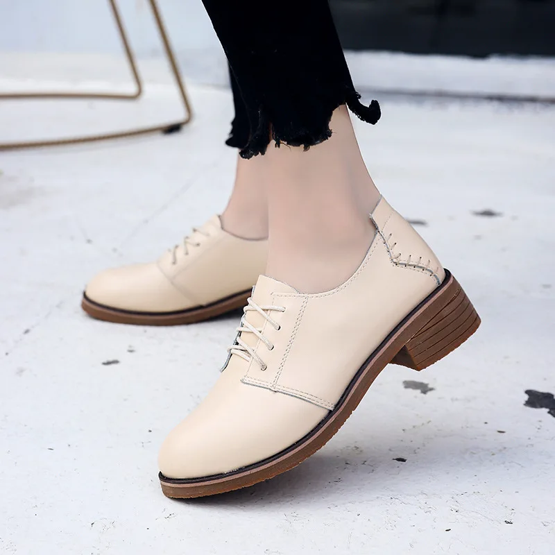 

Autumn New Style Split Cowhide Entirely Handmade WOMEN'S Shoes Simple Versitile Fashion Classic Retro Trend WOMEN'S Shoes