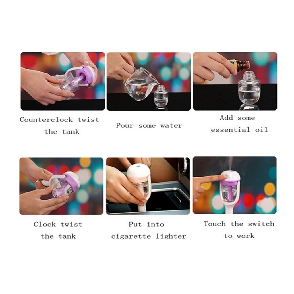 USB Mini Car Air Humidifier Purifier Aroma Diffuser Purify Air Freshener
