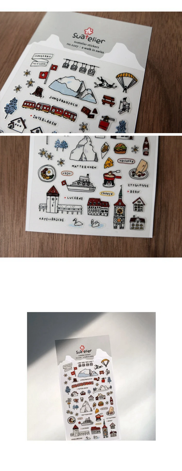 Suatelier Journal Stickers Walk in Swiss Snow-Capped Mountains DIY Scrapbooking Material Craft Supplies Hobbies Stationery