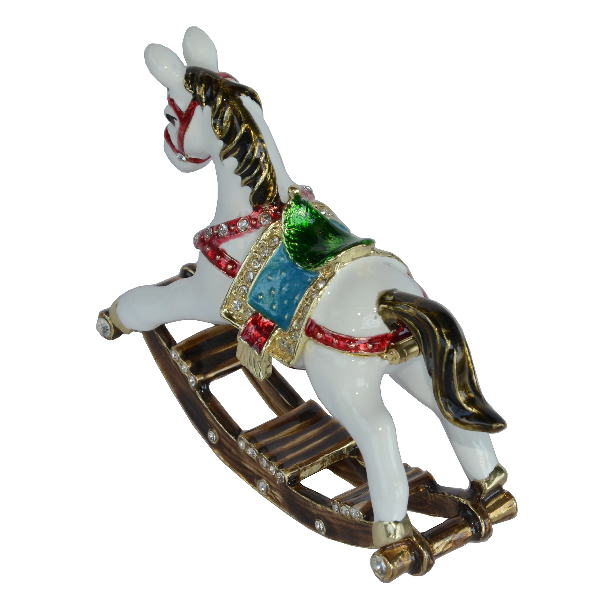 Caja de baratija de caballo balancín, aleación de Zinc, decoración