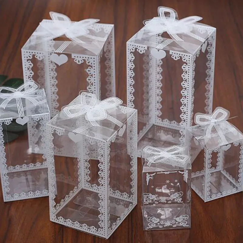 10 шт. Прозрачная ПВХ упаковочная коробка свадебные подарки упаковка для торта