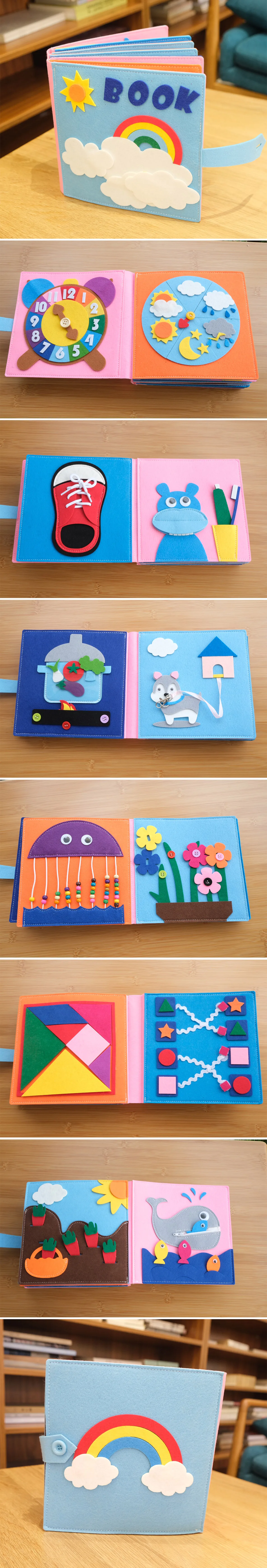 Baby Montessori Busy Book Math Early Learning Toys Cloth Book Basic Life Skill Teaching