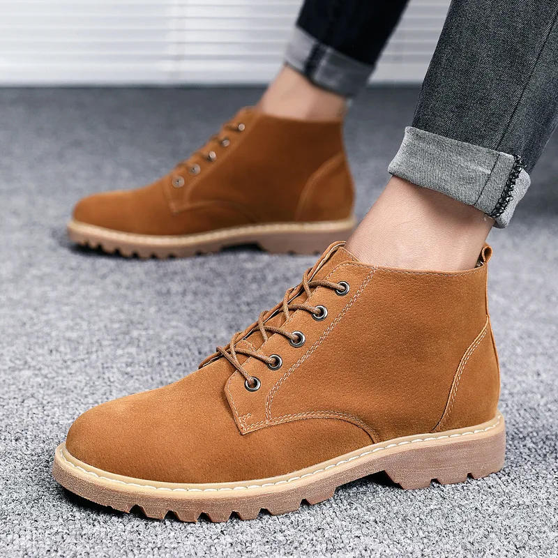 

Swede Leather MEN'S SHOES Large Size 48 Cowhide Martin Boots Men's 47 Autumn England Hose Men's Boot Leather Boot