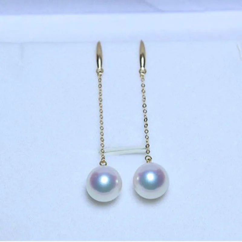 1 лот 10-11 мм Южное море круглые серьги с белыми жемчужинами 18k
