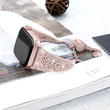 Бриллиантовый ремешок для apple watch 5, 4 ремешка, 44 мм, 40 мм, iwatch, 42 мм, correa, 38 мм, ремень из нержавеющей стали, ремешок для часов apple watch 3, 2, 1