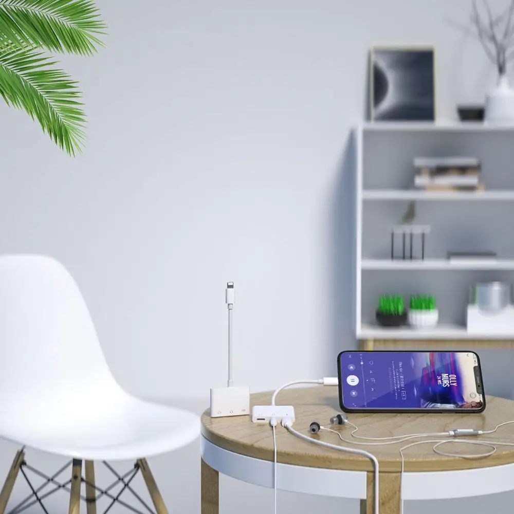 Adapter Lighting to 3 5mm Jack 3 in 1 Audio and Charge Headphone Splitter for Phone 11 11 Pro XS XS Max XR X 8 7